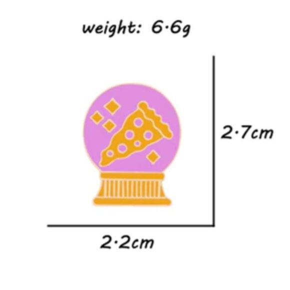 Pink Pizza Snow Globe Pin Brooch - Picture 2 of 2